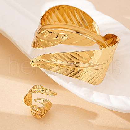 Leaf Alloy Cuff Bangle & Cuff Ring Sets FS-WG9A994-01-1