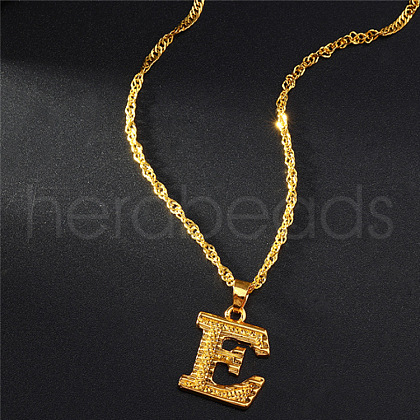 Brass Initial Pendant Necklaces FS-WG68BA5-05-1