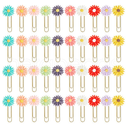 40Pcs 10 Colors Resin Flower Paper Clips AJEW-AB00177-1