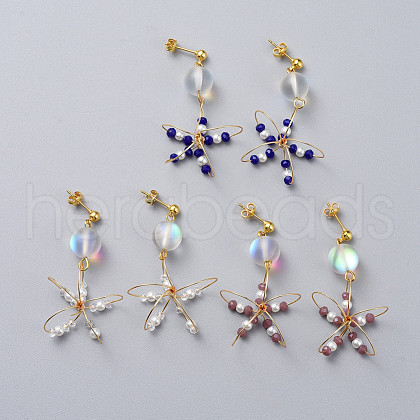 Dangle Stud Earrings EJEW-JE03694-1