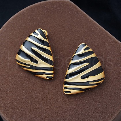 Alloy Enamel Stud Earrings EJEW-V010-01G-01-1