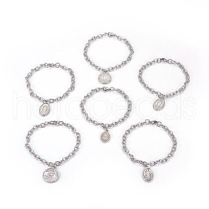 304 Stainless Steel Charm Bracelets BJEW-O169-02-1