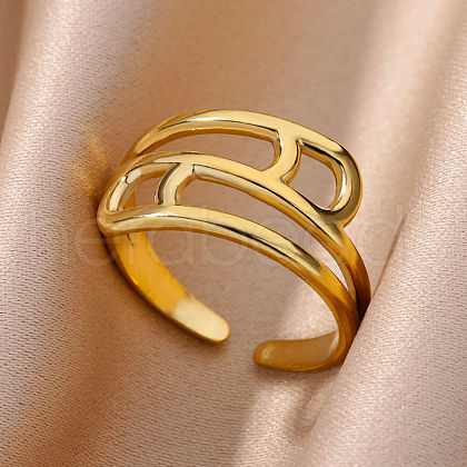 Simple Style 304 Stainless Steel Cuff Rings for Women FS-WGD177D-03-1