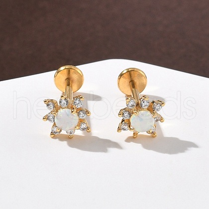 304 Stainless Steel Opal Stud Earrings EJEW-B143-01G-07-1