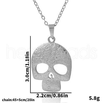 Cinco de Mayo Stainless Steel Sugar Skull Pendant Necklaces for Women EM0823-1-1