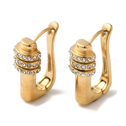 Stainless Steel & Rhineston Hoop Earrings for Women EJEW-C110-01G-1