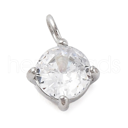 304 Stainless Steel Micro Pave Cubic Zirconia Pendants STAS-U042-02B-P-1