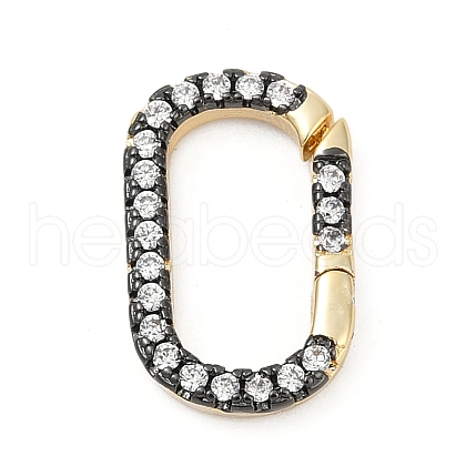 Brass Micro Pave Cubic Zirconia Spring Gate Rings KK-U062-49G-1