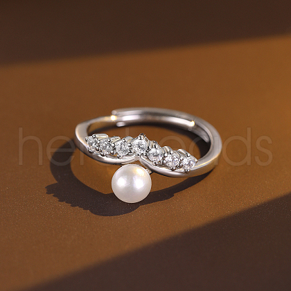 Elegant 925 Sterling Silver Pave Clear Cubic Zirconia Adjustable Rings for Women WV4050-2-1