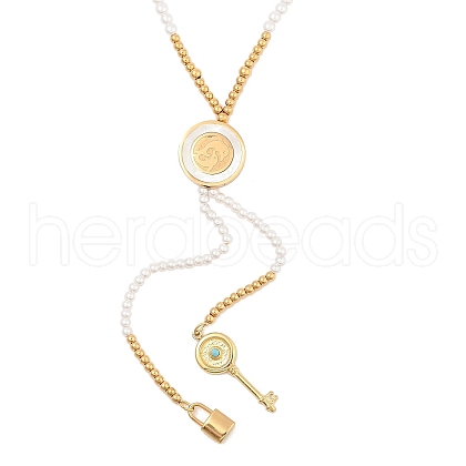 Imitation Pearl & Synthesis Shell Beaded Necklaces NJEW-A032-06G-02-1