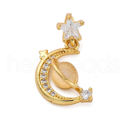 Brass Resin Pendants KK-V009-07G-1