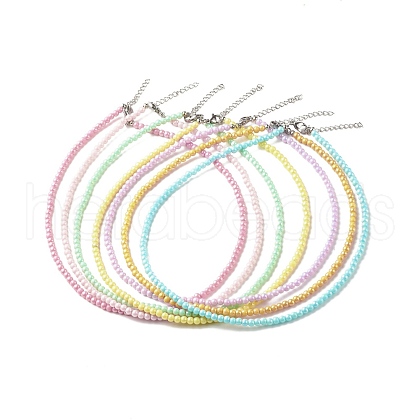 7Pcs 7 Color Round Acrylic Beaded Necklaces for Women NJEW-JN03864-1