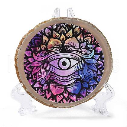 Printed Natural Agate Slice Stone Ornament DJEW-M011-02H-1