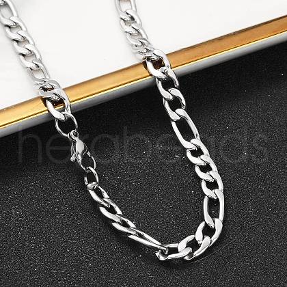 Non-Tarnish Fashionable 304 Stainless Steel Figaro Chain Necklaces for Men X-STAS-A028-N017P-1