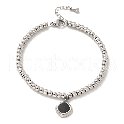 304 Stainless Steel Rhombus Charm Bracelet with Enamel BJEW-B057-10P-1