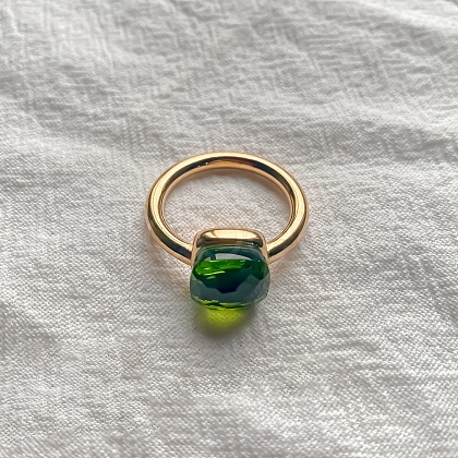 Square 304 Stainless Steel with Glass Finger Rings FS-WG8AAFA-17-1