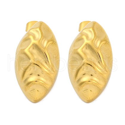 Horse Eye Ion Plating(IP) 304 Stainless Steel Stud Earrings EJEW-H013-26G-1