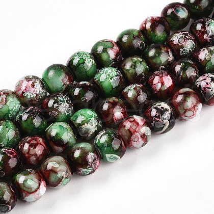 Baking Painted Glass Beads Strands X1-DGLA-N003-8mm-A09-1