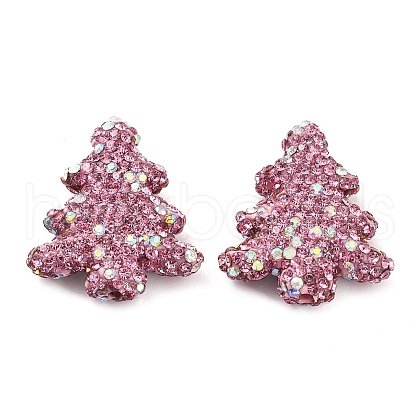 Christmas Tree Polymer Clay Rhinestone Beads CLAY-NH0001-14J-1