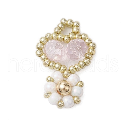 Seed Beads Beaded Charms PALLOY-MZ00312-03-1