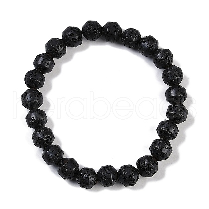 Natural Lava Rock Beaded Stretch Bracelets for Men Women BJEW-G727-01D-1