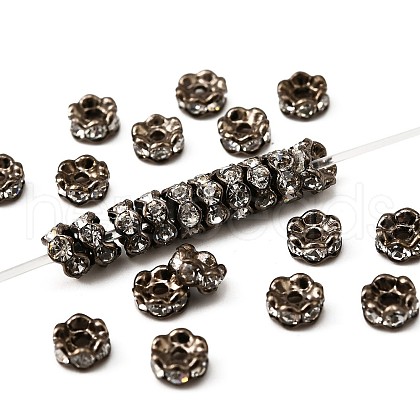 Flower Brass Crystal Rhinestone Bead Spacers RB-D302-B-1