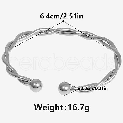 304 Stainless Steel Twisted Cuff Bangles XI4338-1-1