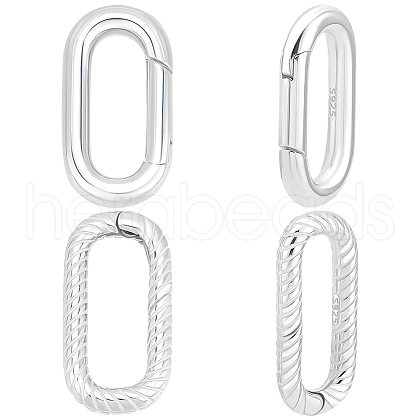 Beebeecraft 2Pcs 2 Styles 925 Sterling Silver Spring Gate Rings STER-BBC0007-41-1