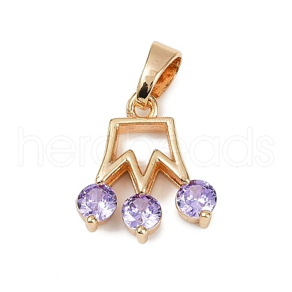 Brass Micro Pave Cubic Zirconia Pendants KK-E795-06KCG-01-1
