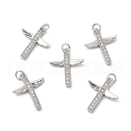 Brass Micro Pave Clear Cubic Zirconia Connector Charms KK-E068-VB257-1
