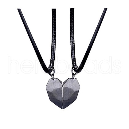 Valentine's Day Stainless Steel Magnetic Heart-shaped Couples Necklace Set with Peach Heart Pendant RE7695-7-1
