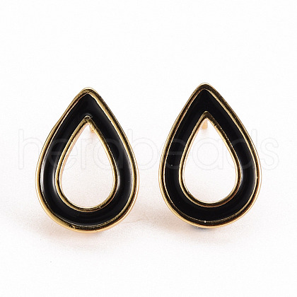 Brass Enamel Stud Earring Findings KK-S356-244A-NF-1