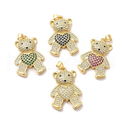 Brass Micro Pave Cubic Zirconia Pendants KK-A180-19G-1