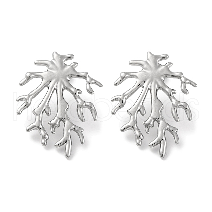 304 Stainless Steel Tree Branch Stud Earrings EJEW-D281-09S-1