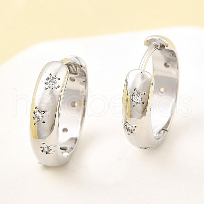 Brass Micro Pave Clear Cubic Zirconia Hoop Earrings EJEW-Z121-01P-1