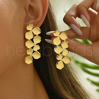 Vintage Brass Leaf Stud Earrings QA7919-1