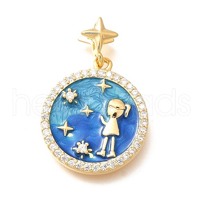 Brass Micro Pave Clear Cubic Zirconia Pendents KK-R212-13G-05-1
