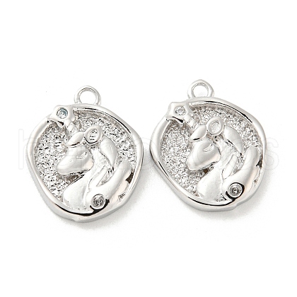 Brass Micro Pave Cubic Zirconia Charms KK-Q809-16G-1