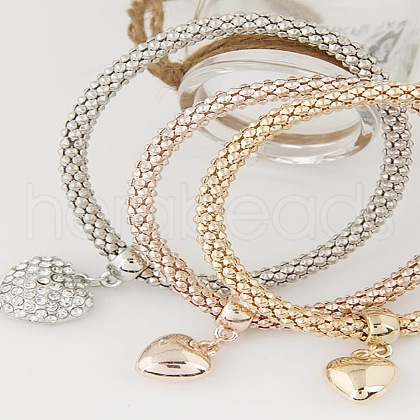 3Pcs Alloy Rhinestone Charm Bracelets WGE2207-05-1