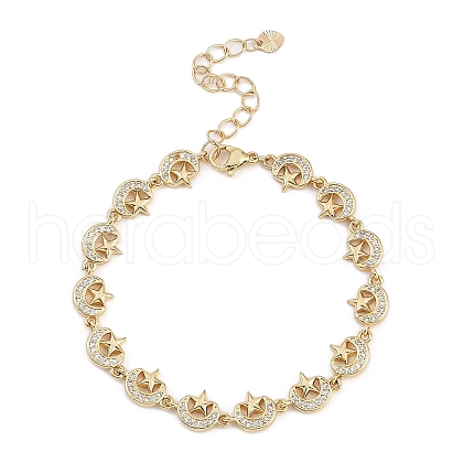 Brass Micro Pave Cubic Zirconia Link Bracelets for Women BJEW-U013-01G-02-1
