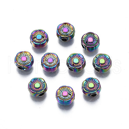 Rack Plating Rainbow Color Alloy Beads PALLOY-S180-337-1