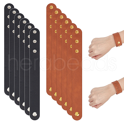 Olycraft 2Pcs 2 Colors Adjustable Plain Leather Cord Bracelet BJEW-OC0001-24A-1