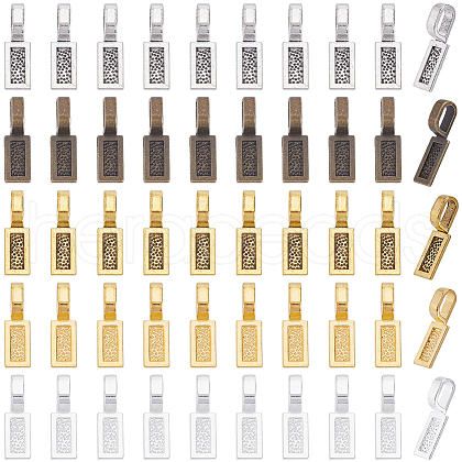 SOFPLATE 100Pcs 5 Colors Tibetan Style Alloy Glue-on Flat Pad Bails FIND-SP0001-89-1
