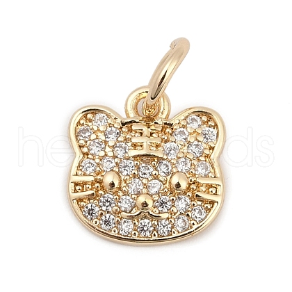 Brass Micro Pave Cubic Zirconia Charms KK-Q096-15A-G-1