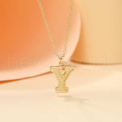Alloy Textured Initial Pendant Necklaces FS-WG9837C-25-1