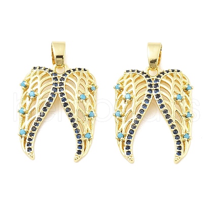 Wings Brass Micro Pave Cubic Zirconia Pendants KK-M325-11G-1