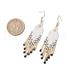 304 Stainless Steel Seed Bead Glass Tassel Dangle Earrings EJEW-MZ00432-03-3