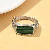 316L Stainless Steel Natural Malachite Finger Rings for Women RJEW-U054-02C-01P-2