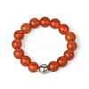 4MM Round Natural Red Agate Beaded Stretch Rings VM0712-7-1