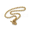 304 Stainless Steel OT Heart Pendant Ball Chain Necklaces for Women NJEW-C088-05G-2